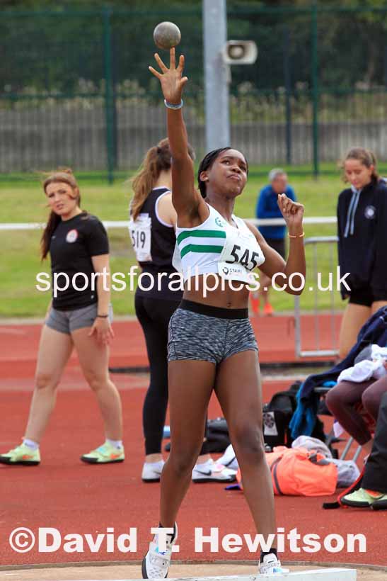 Womens under-17s shot putt, 2023 Northern Under-13s, Under-15s and Under-17s, Middlesbrough.  Photo: David T. Hewitson/Sports for All Pics